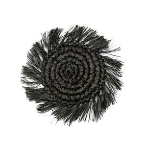 The Fringe Raffia Coaster - Black