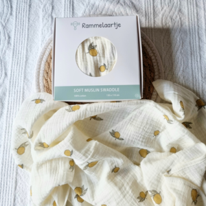 Hydrophiles Tuch XL – Beige mit Zitronen 130 x 110 cm