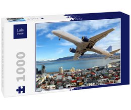  Airplane flying over the city of Reykjavik, Iceland. 1000-piece puzzle.