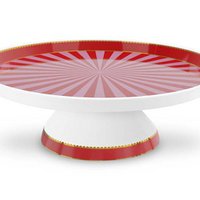 Mini Cake Tray o/f Love Birds Stripes Red-Pink 24cm