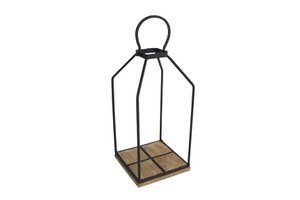 Etagere Mike L naturel-zwart hout-metaal 15x15x40cm