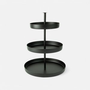 Metalen étagère 3 niveau's rond - zwart