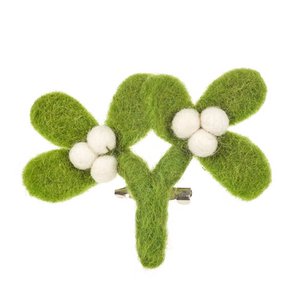 Handgemaakte vilten Fairtrade Maretak broche kerstaccessoire