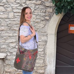 Sunsa schoudertas voor dames. Canvas hobo tas. Grote crossbody tas in vintage stijl. Elke vegan schoudertas is uniek.
