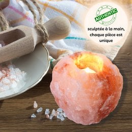 Bougeoir en Cristal de Sel d'Himalaya - Rock 1kg - Sculpté à la Main - Forme Naturelle - Idée Cadeau