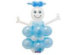 Balloon kit for baby boy, includes blue and white balloons in a fun snowman design.