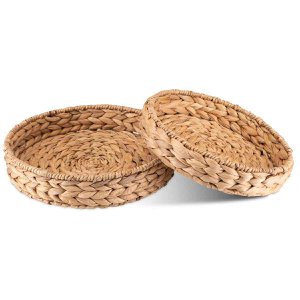 Serveermand, ronde gevlochten uit waterhyacint - fruitmand