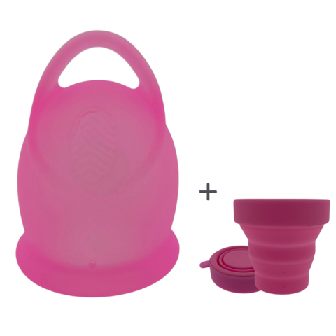 Silikon -Menstruationsbecher mit Halter / Sterilisator