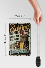 Blechschild California 12x18cm ist Surfing time north beach Dekoration