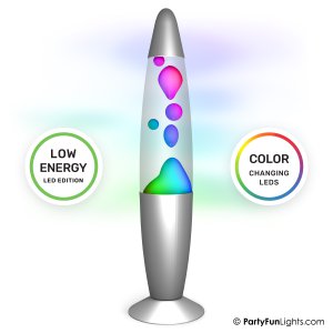 PartyFunLights - Lava Lamp Multi-Color LED - changes color - energy-efficient technology - height 34cm - incl. EU adapter