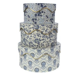 Geschenkboxen rund blau Set/3