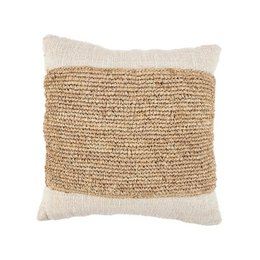  The Raffia Stamp Cushion Cover - Natural is a decorative cushion cover made of natural raffia material. It features a textured, woven pattern that adds a rustic, earthy charm to any living space.