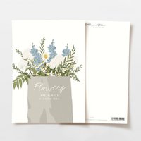 Ansichtkaartentasje met bloemen blauw en wit, FSC gecertificeerd