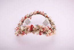 Floral hair clip with pink and white flowers, suitable for formal or casual wear.