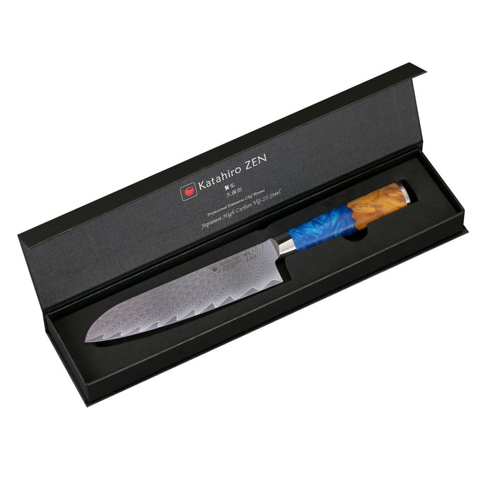 Katahiro Zen 7” Damascus Santoku knife, Japanese VG-10 Katahiro Zen 7” Damascus Santoku knife, Japanese VG-10