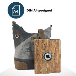 Sunsa dames schoudertas. Handtas gemaakt van canvas (canvas) & leer. Schoudertas in vintage stijl. Grote crossbody tas voor dames met paardenmotief grijs zwart