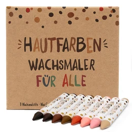 8 skin-tone wax crayons for all, suitable for kids. Includes a variety of warm skin tone colors from light to dark.