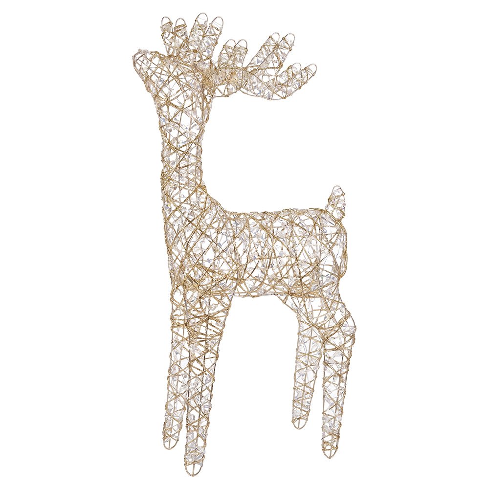 Kerstdecoratie met LED-verlichting Hert 53x18x85 cm / 3xAA Goudkleurig Metaal
