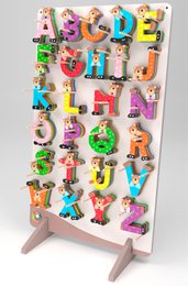 Colorful assortment of 175 bear-shaped letters for wall decor. Variety of styles and designs suitable for children's rooms or playful home accents.