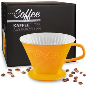 Creano porseleinen koffiefilter - filtermaat 4 voor filterzakken maat. 1x4 - Saffraangeel