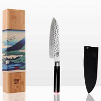 Knife - Santoku with bamboo Saya and bamboo box - 180 mm blade