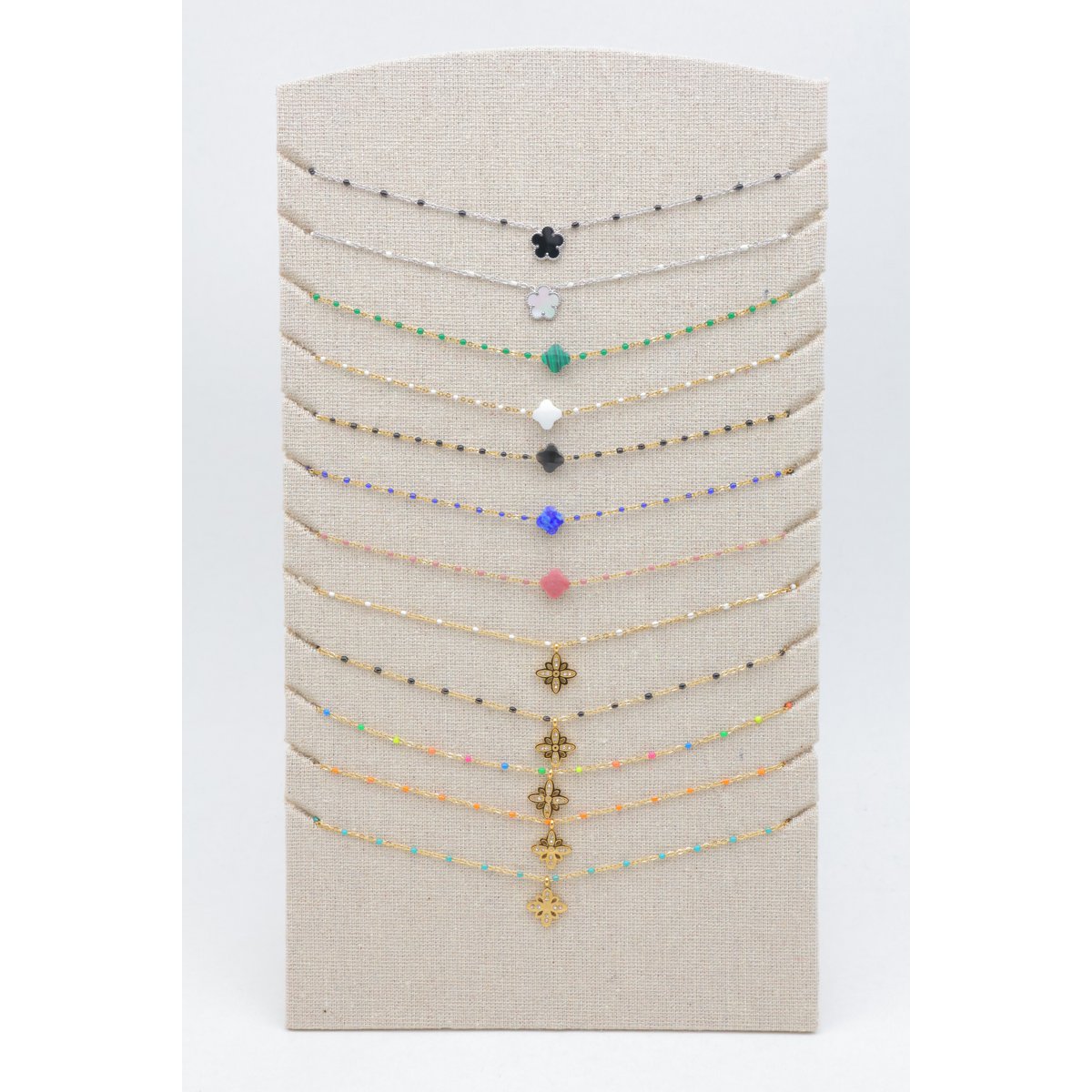 Lot de 12 colliers colorés en acier inoxydable
