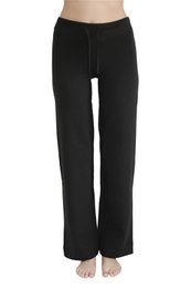  Black women's yoga pants with ribbed waistband, available in sizes XS-XL.
