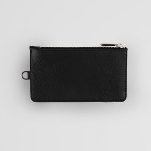 Minimalist Black Leather Zip Wallet for Men and Women