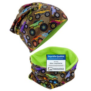 Kinder Beanie Mütze & Loop Set - Monster Truck