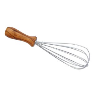Whisk 25 cm stainless steel, olive wood