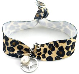  Leopard print stainless steel bracelet with star charm