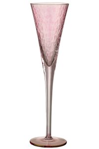 J-Line glass of champagne Uneven - glass - transparent/pink