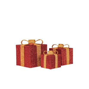 Weihnachts-LED-Lampe – Geschenkset mit 3 Stück – Rot/Gold – 15 cm/20 cm/25 cm