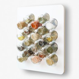 Étagère à épices · COLOR-MIX : noir, blanc, gris-brun · avec 20 verres · contreplaqué de bouleau · Façade HPL