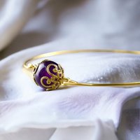 Amethist gouden armband - vergulde minimalistische edelsteen Aura sieraden RETARM-21