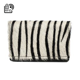 Dames Portemonnee Zwart Leer RFID In 10 Prints