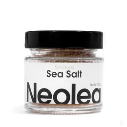 Neolea Sea Salt Smoked - NEW DESIGN. Smoked sea salt in a glass jar.