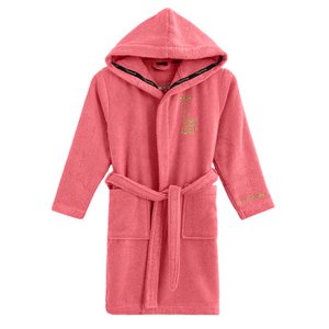 Luxury baby bathrobe 100% cotton with giraffe motifs embroidered in gold 86-92