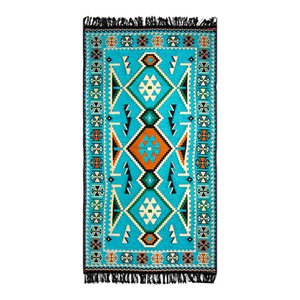 Carpet with kilim motifs - blue - 150x80x1cm