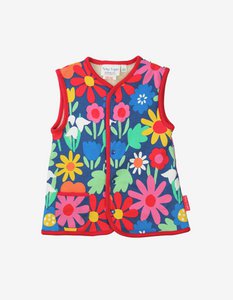 Bio-Baumwoll Kinder Fleece Sweatweste zum Wenden mit Blumen-Druck
