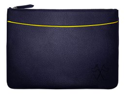 VUE LAC Laptoptasche mit Cognac-Fronttasche, 38 cm gelber Rand