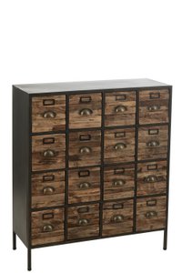 J-Line Cabinet 16 Sliding Wood/Metal Brown