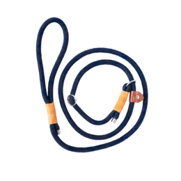 A navy blue cotton dog leash with an orange accent. The leash has a simple, minimalist design and appears to be durable and suitable for outdoor use with a dog.