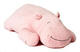 Plush pink hippopotamus toy, ultra soft, 60 cm in length, perfect for cuddling and play.