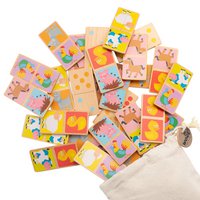 Domino-Spiel aus Holz mit Tieren