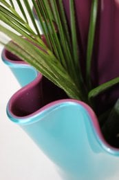 Vase glas bølget tofarvet turkis lilla glas vase bord vase 30 cm