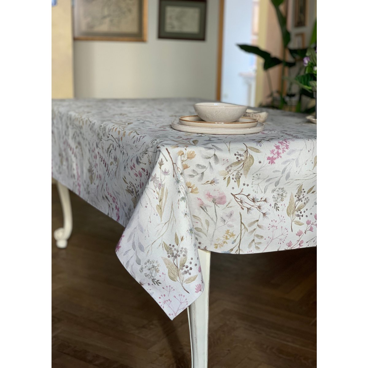 Rectangular Tablecloth, Linen-Cotton Mix, Printed | Aitana