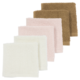 Mundtücher Frottee Offwhite/Soft Pink/Toffee 30x30cm - 6er-Pack