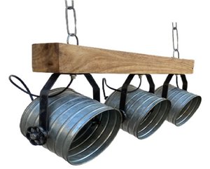 LAMPARA TECHO HIERRO MANGO 72X16X32 FOCOS PLATEADO LA199968