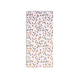  Large cotton beach towel with a leopard print pattern in shades of brown, tan, and white. Measures 135 x 65 cm.